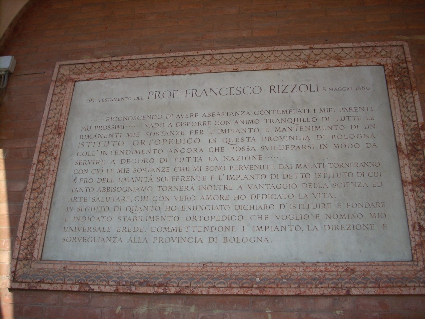 Memorial tablets, Istituto Ortopedico Rizzoli, Bologna - 01.JPG